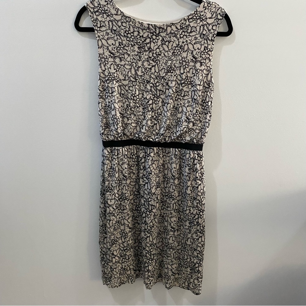 LOFT Black and White Lace Dress XS